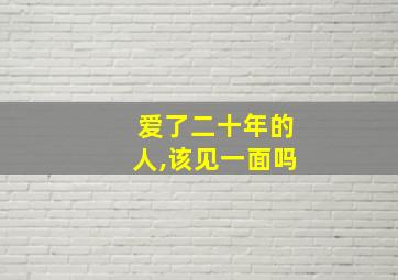 爱了二十年的人,该见一面吗