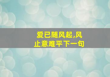 爱已随风起,风止意难平下一句