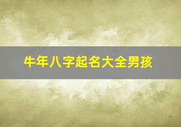 牛年八字起名大全男孩