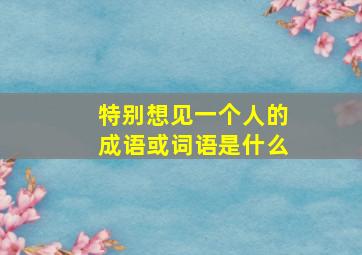 特别想见一个人的成语或词语是什么