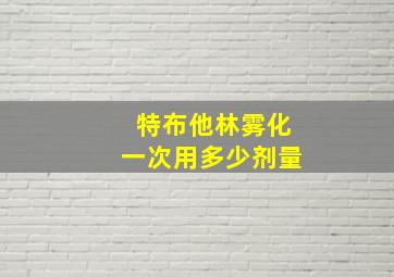 特布他林雾化一次用多少剂量