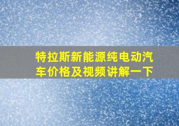 特拉斯新能源纯电动汽车价格及视频讲解一下