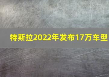 特斯拉2022年发布17万车型