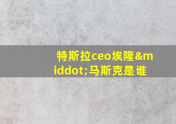 特斯拉ceo埃隆·马斯克是谁