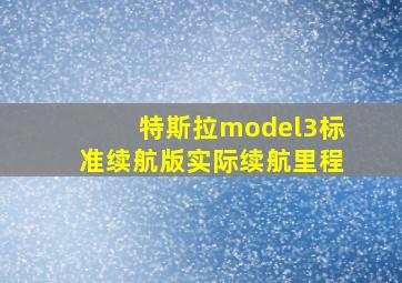 特斯拉model3标准续航版实际续航里程