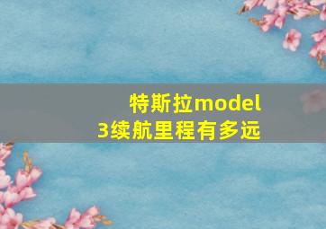 特斯拉model3续航里程有多远