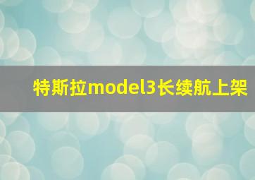 特斯拉model3长续航上架