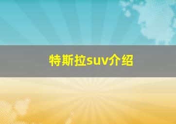 特斯拉suv介绍