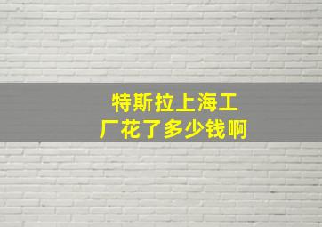 特斯拉上海工厂花了多少钱啊