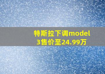 特斯拉下调model3售价至24.99万