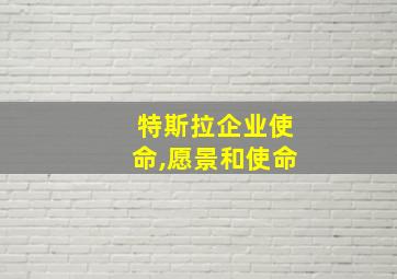 特斯拉企业使命,愿景和使命