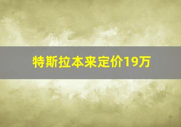 特斯拉本来定价19万