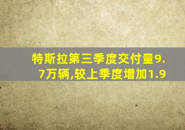 特斯拉第三季度交付量9.7万辆,较上季度增加1.9