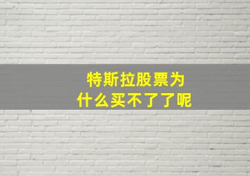 特斯拉股票为什么买不了了呢