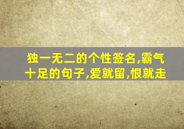 独一无二的个性签名,霸气十足的句子,爱就留,恨就走