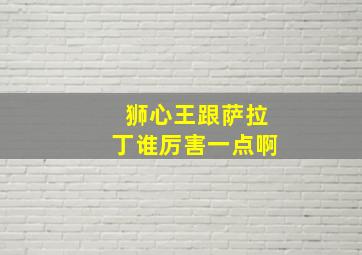 狮心王跟萨拉丁谁厉害一点啊