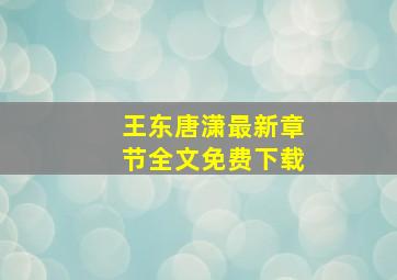 王东唐潇最新章节全文免费下载