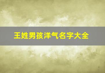 王姓男孩洋气名字大全