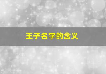 王子名字的含义