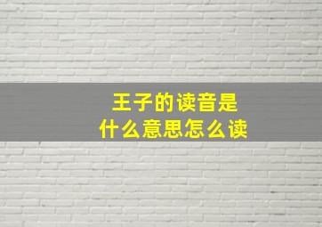 王子的读音是什么意思怎么读