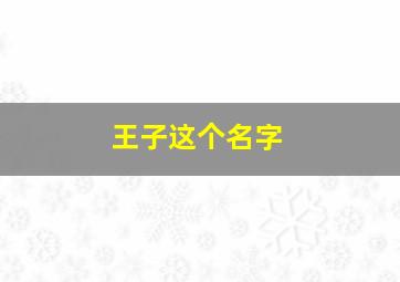 王子这个名字