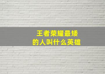 王者荣耀最矮的人叫什么英雄