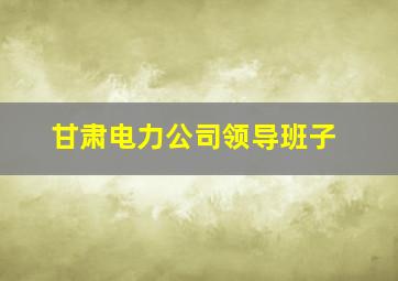 甘肃电力公司领导班子