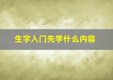 生字入门先学什么内容