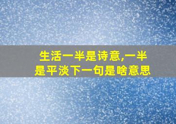 生活一半是诗意,一半是平淡下一句是啥意思