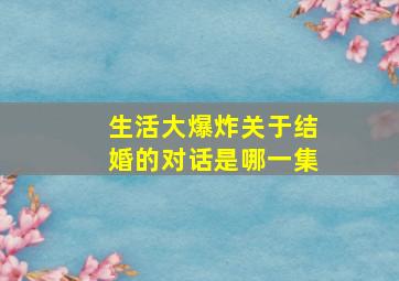 生活大爆炸关于结婚的对话是哪一集