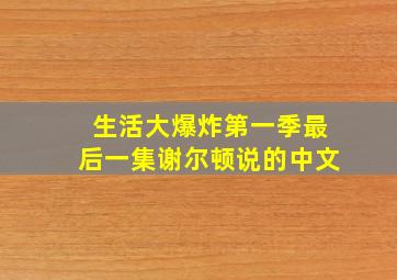 生活大爆炸第一季最后一集谢尔顿说的中文