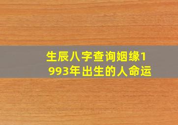 生辰八字查询姻缘1993年出生的人命运