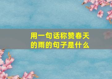 用一句话称赞春天的雨的句子是什么