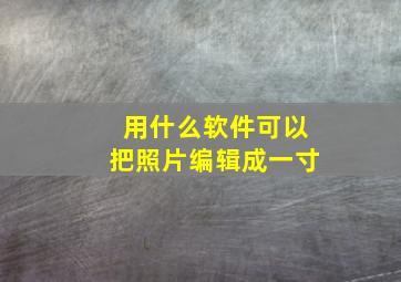 用什么软件可以把照片编辑成一寸