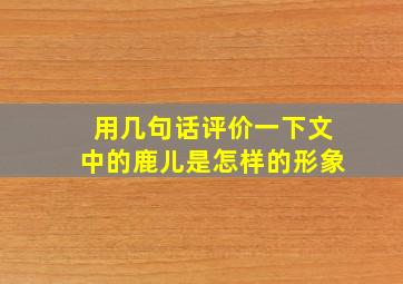 用几句话评价一下文中的鹿儿是怎样的形象