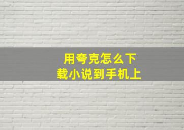 用夸克怎么下载小说到手机上