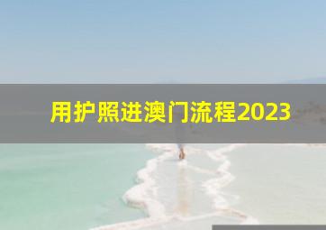 用护照进澳门流程2023