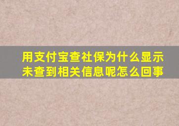 用支付宝查社保为什么显示未查到相关信息呢怎么回事