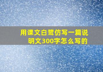 用课文白鹭仿写一篇说明文300字怎么写的