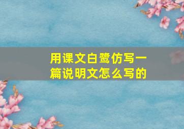 用课文白鹭仿写一篇说明文怎么写的