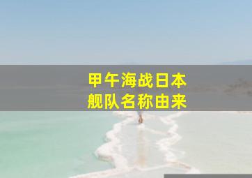 甲午海战日本舰队名称由来