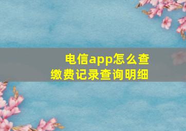 电信app怎么查缴费记录查询明细