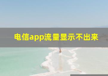 电信app流量显示不出来