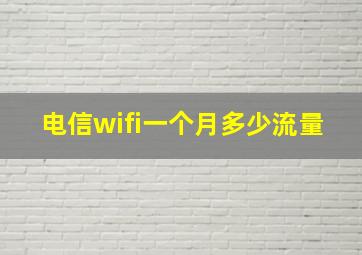 电信wifi一个月多少流量