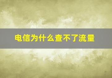 电信为什么查不了流量