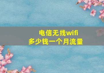 电信无线wifi多少钱一个月流量