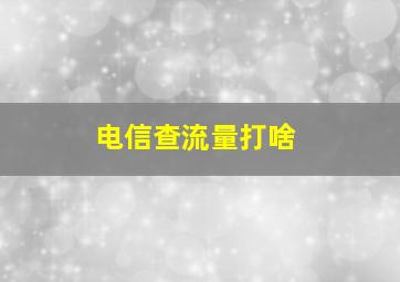 电信查流量打啥