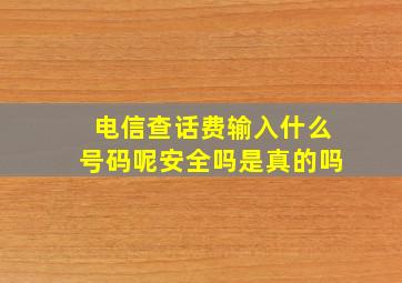 电信查话费输入什么号码呢安全吗是真的吗