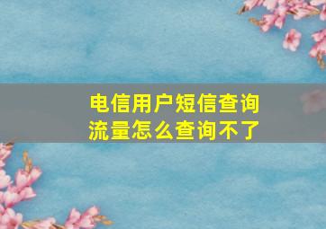 电信用户短信查询流量怎么查询不了