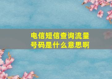 电信短信查询流量号码是什么意思啊